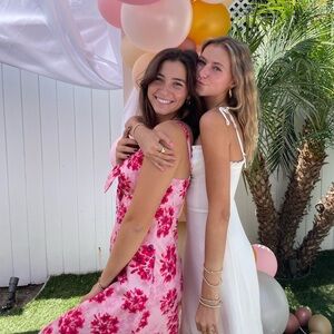 Pink flower maxi dress